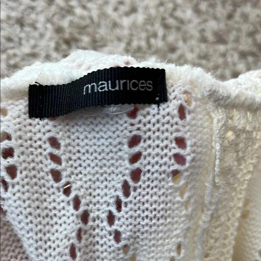 Maurices Cream Crochet Knit Infinity Scarf with Intricate Pattern
